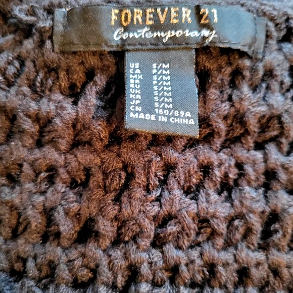 FOREVER 21 Women's Black Looped Open Front Sweater Cardigan Size Small NWOT - Picture 4 of 4